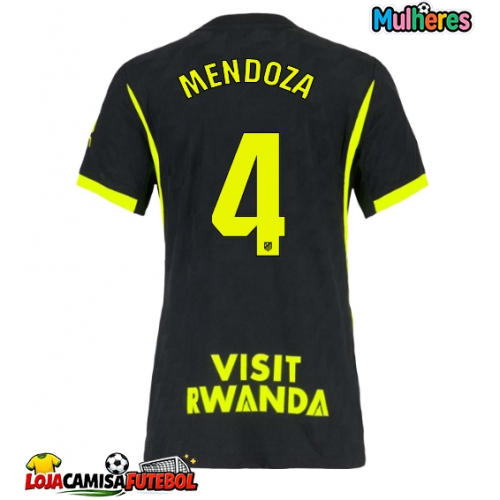 Camisa de Futebol Atletico Madrid Rodrigo Mendoza #4 Equipamento Secundário Mulheres 2026-27 Manga Curta